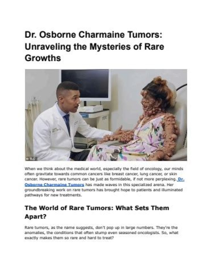 Dr. Osborne Charmaine Tumors: Expert Insights, Treatments, and Comprehensive Guide