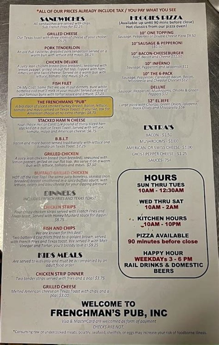 Frenchman's Pub Richfield Menu: A Comprehensive Guide to Your Favorite Local Spot