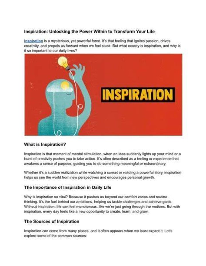 Inspiring Lives: Unlocking the Power of Inspiration to Transform Your World
