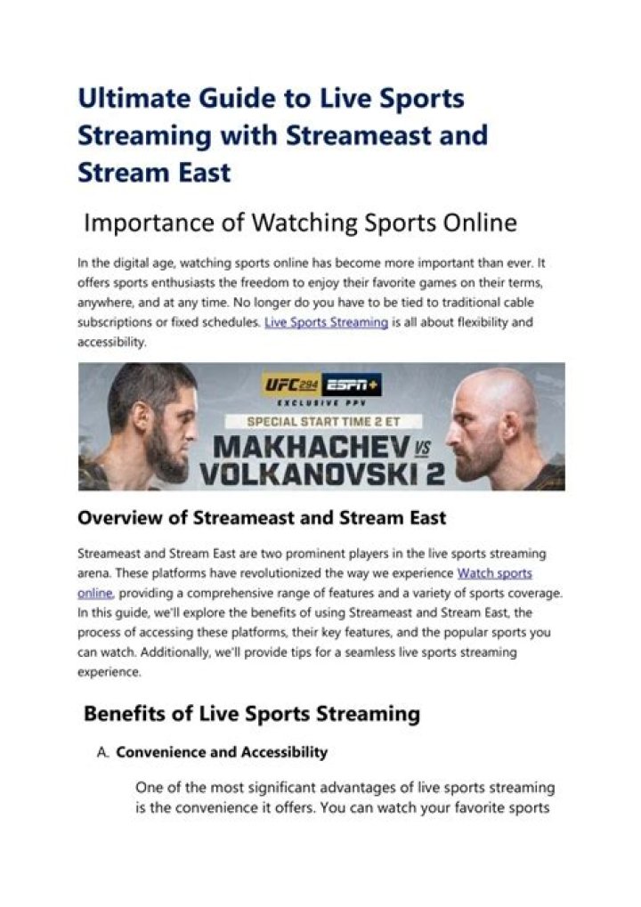 Streameast.live: Your Ultimate Guide to Stream Sports Events
