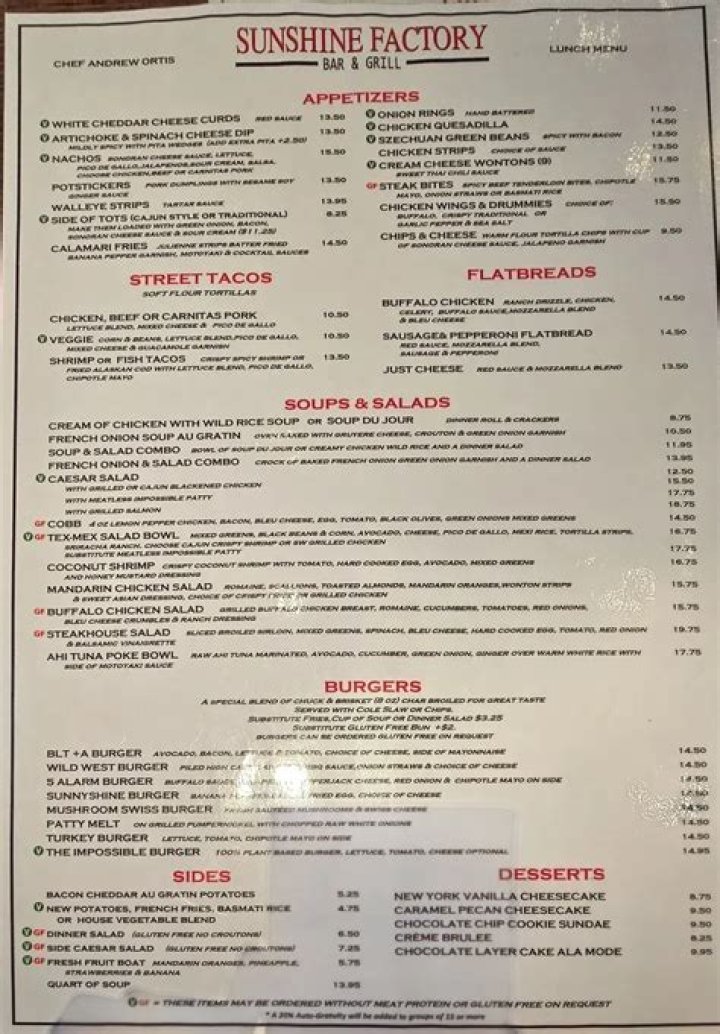 Sunshine Factory Bar &amp; Grill Menu: A Comprehensive Guide to Your Ultimate Dining Experience